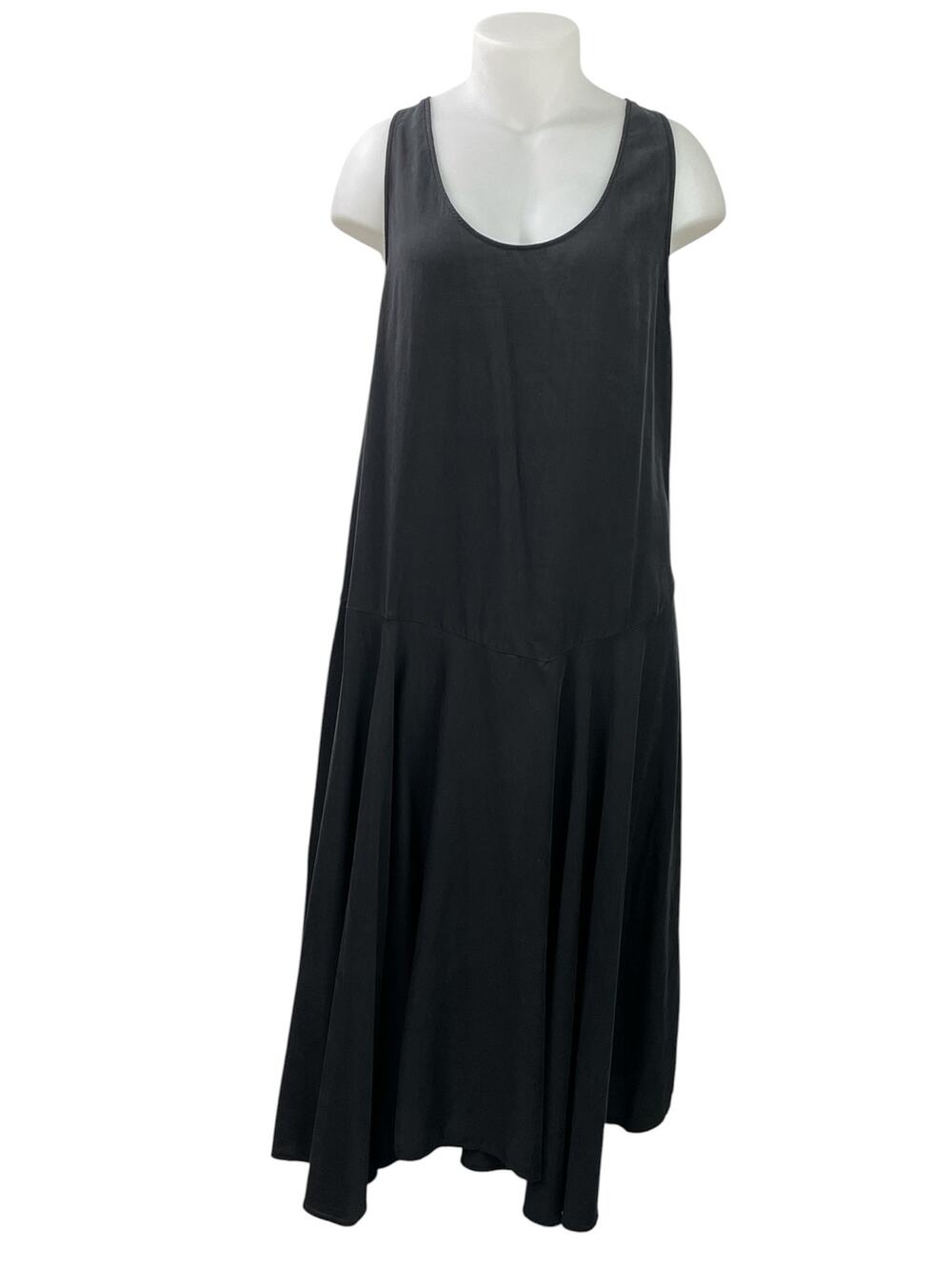 Zara Womens Black Sleeveless Relaxed Drop Waist Flared A-line Maxi Dress Sz XXL